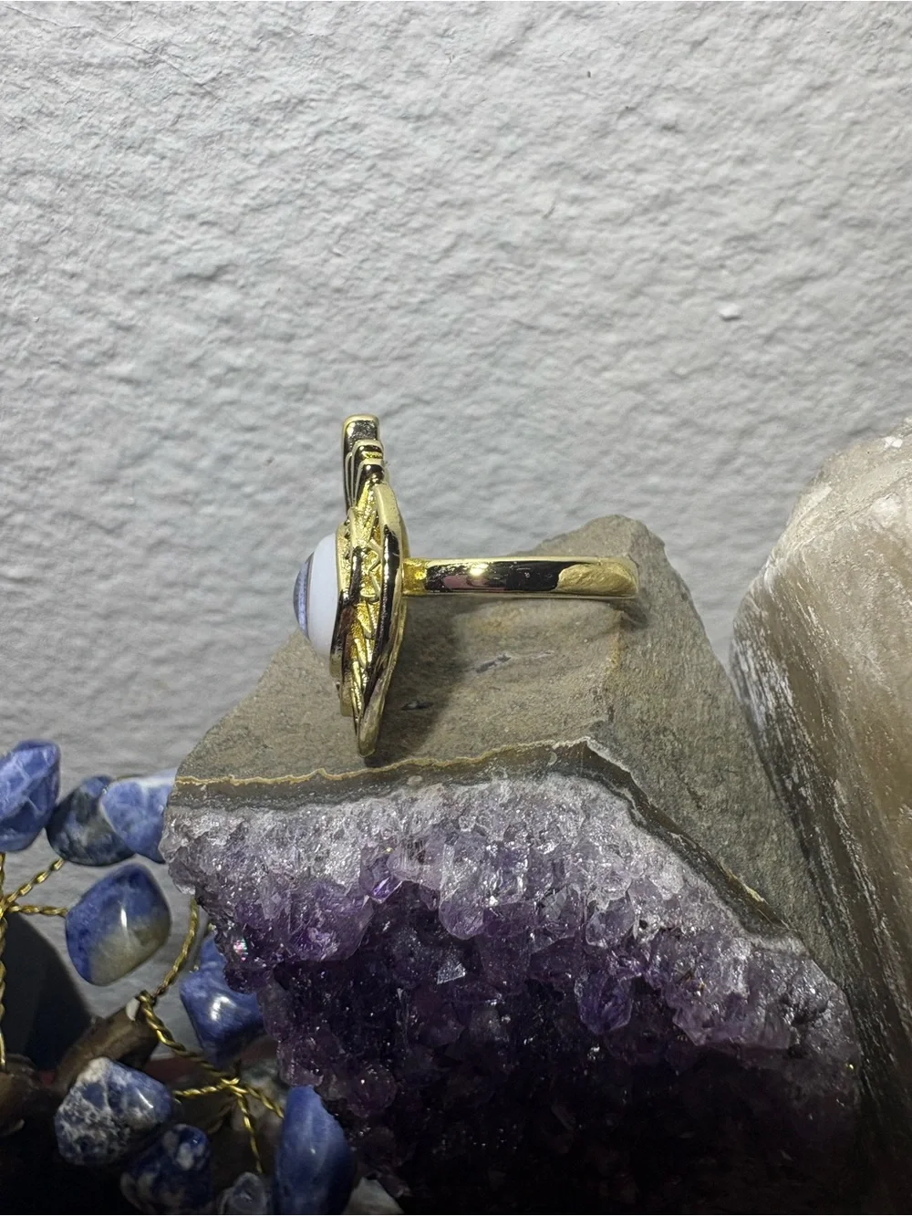 Gold Tone Evil Eye Statement Adjustable Ring